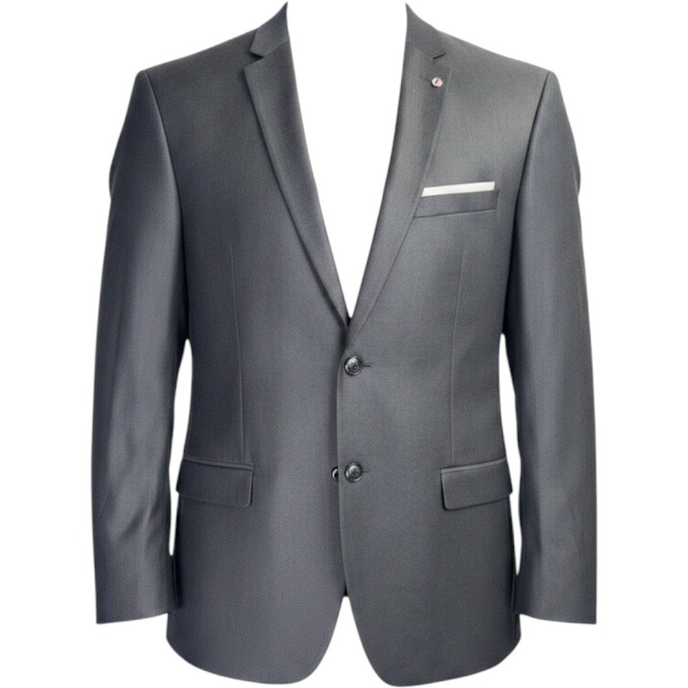 Zara Mens Textured Suit Jacket Blazer Sport Coat 44 Regular US Charcoal